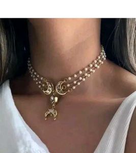 Chic Moon & Pearl Layered Necklace
