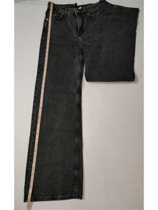 H&amp;M Washed Black Wide-Leg Jeans