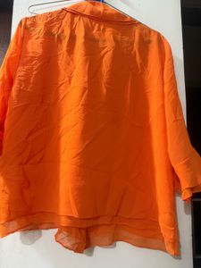 Orange Ruffled Blouse