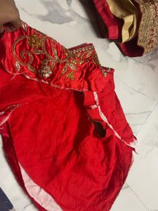 Beautiful Red Lehenga With Semi stitched Blouse