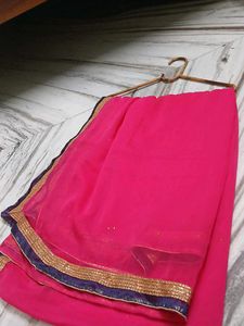 Pink Dupatta with Gold Trim