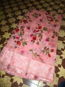 Beautiful Pink Floral Saree