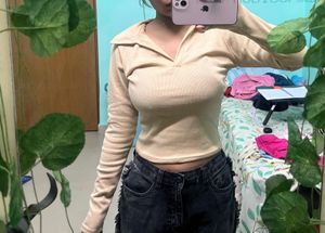 Tan Long Sleeve Polo Top