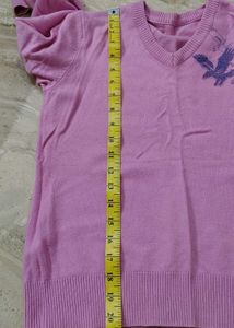 Pink V-Neck Knit Sweater