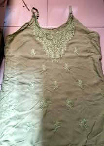 Embroidered Olive Green Blouse