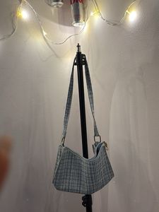 Chic Blue Plaid Shoulder Bag