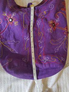 Vibrant Purple Embroidered Sling Bag