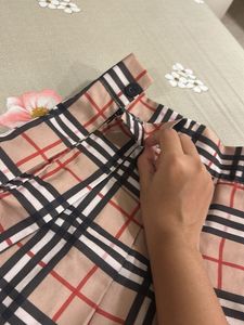 Checkered Pleated Mini Skirt- 30 Waist