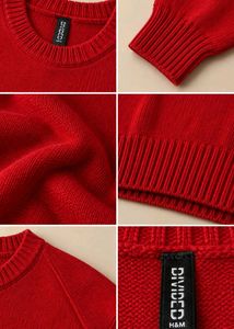 RED RIBBED CREWNECK SWEATER