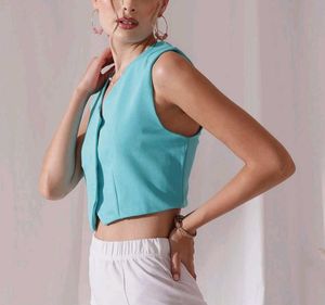 Stylish Teal V-Neck Sleeveless Vest Top