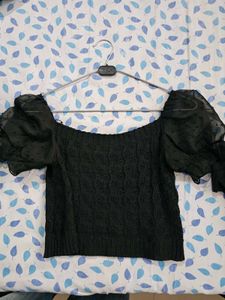 Chic Black Puff Sleeve Top