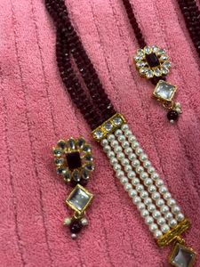 Elegant Kundan &amp; Pearl Necklace Set