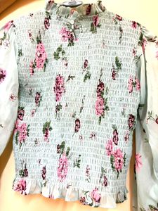 Floral Smocked Puff Sleeve Top