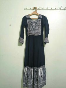 Black Cotton Warli Anarkali | Festive &amp; Navratri W