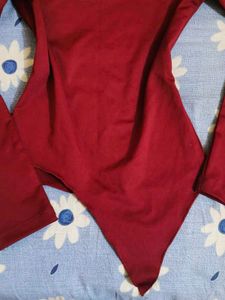 Maroon Long Sleeve Bodysuit