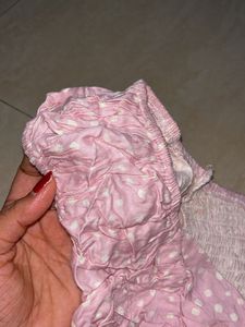 Pink Polka Dot Ruched Crop Top