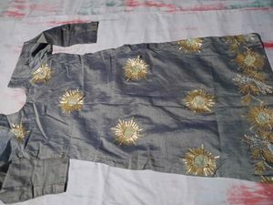 Designer Grey Kurta with Golden Embellishments