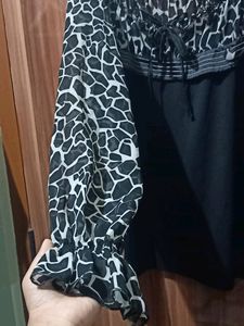 Blousy Black Silk Top For Womens