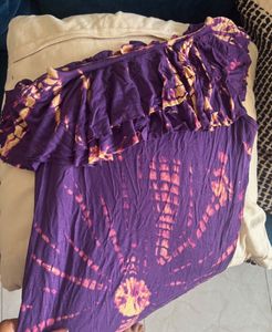 Purple Tie-Dye One Shoulder Dress