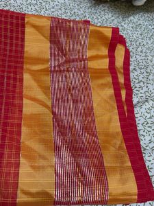 Red Checked Saree with peticoat