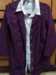 Purple White Long Boyfriend Shirt