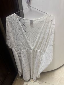 White Crochet Knit Top