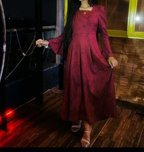 Burgundy A-Line Dress