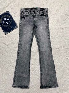 Womens Acid Wash Flare Jeans