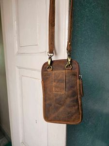 Brown Leather Phone Pouch Bag