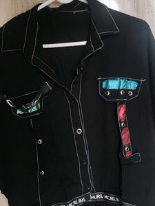 Unique Black Button-Up Shirt