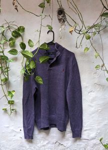 ralph lauren Purple Button Neck Knit Sweater