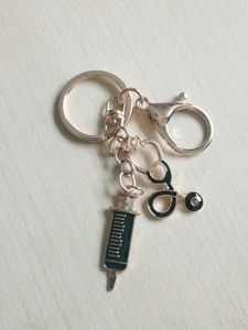 Dr Keychain with Syringe &amp; Stethoscope