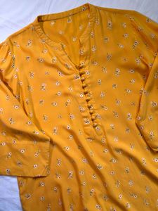 Mustard Floral Print Kurta