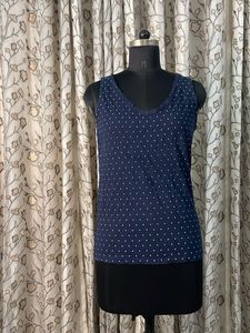 Navy Blue Polka Dot Tank Top