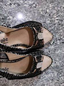 Stylish Black Embellished Sandals