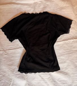black lace crop top