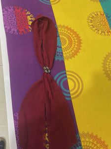Chic Burgundy Scarf with Brooch Detail