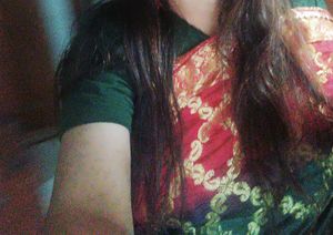 Elegant Green &amp; Red Brocade Saree