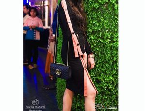 Chic Black &amp; Rust Button Dress