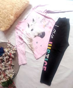 Very Beautiful Girls Pink Top And Legging