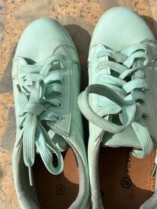 Mint Green Lace-Up Sneakers
