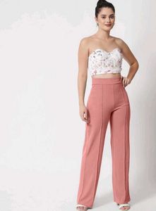 High-Waisted Wide-Leg Palazzo Pink Pants-XL