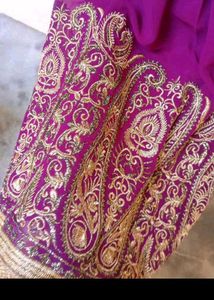 Unstitched Purple Embroidered garara Suit