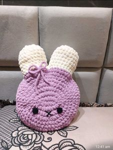 Handmade Crochet Bunny Pillow (Soft Plush Cushion)
