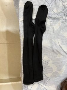 Black Thigh-High Ribbed Socks
