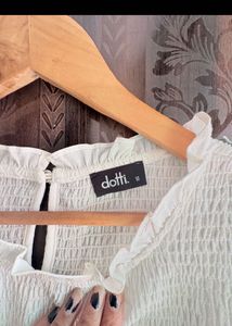 Chic White Smocked Long Sleeve Top