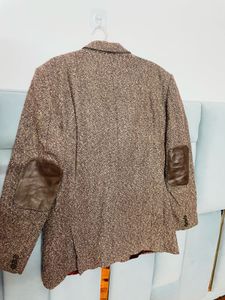 Vintage Tweed Blazer with Leather Pocket