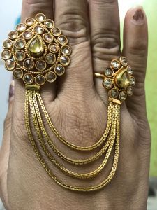 Designer Dual Finger Ring with Chains