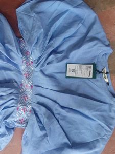 Elegant Blue Pleated Midi Dress