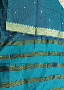 Dark Bottle Green Saree with Golden Zari Border